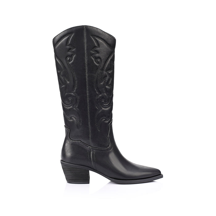 Bentley Cowboy Boots - Black Distressed
