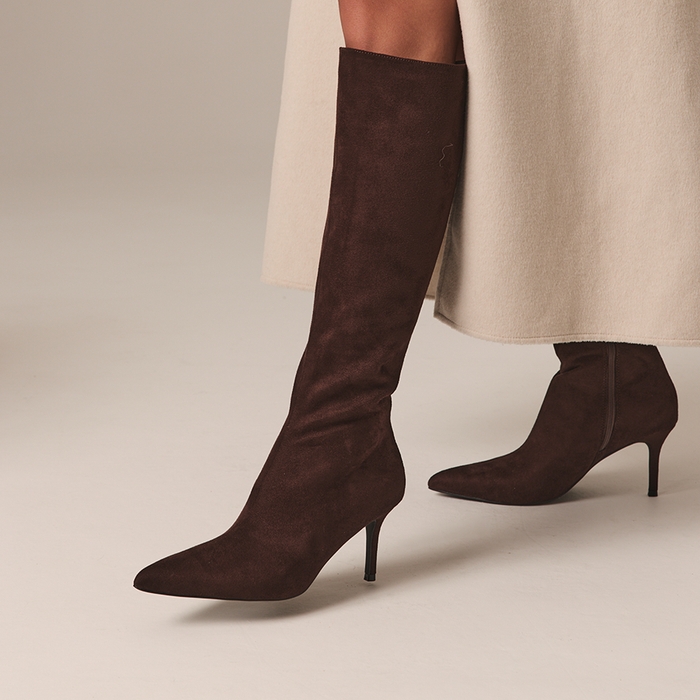 Bessie Tall Boots - Chocolate Brown Micro