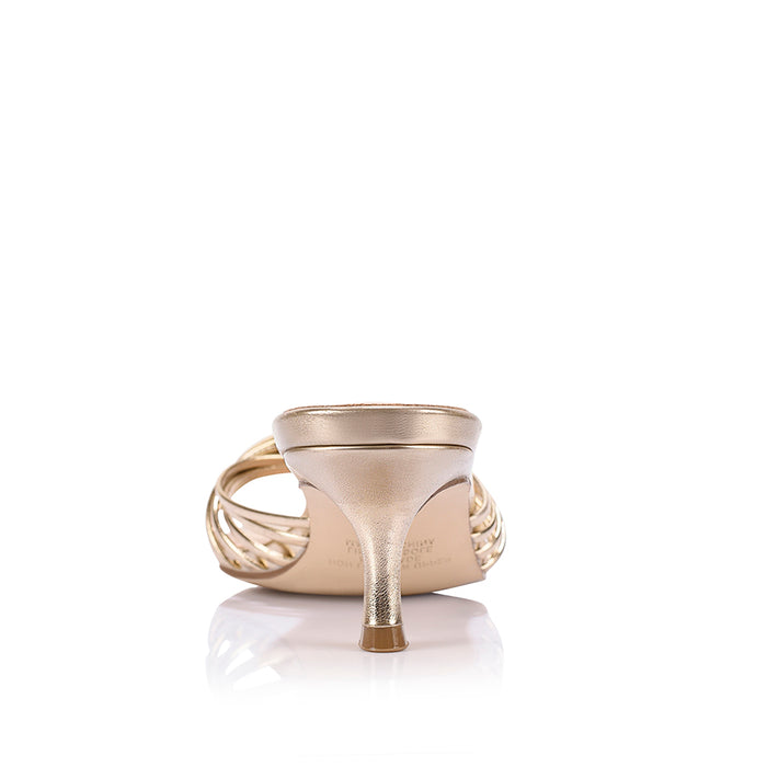 Bestie Kitten Heel Mules - Champagne Gold