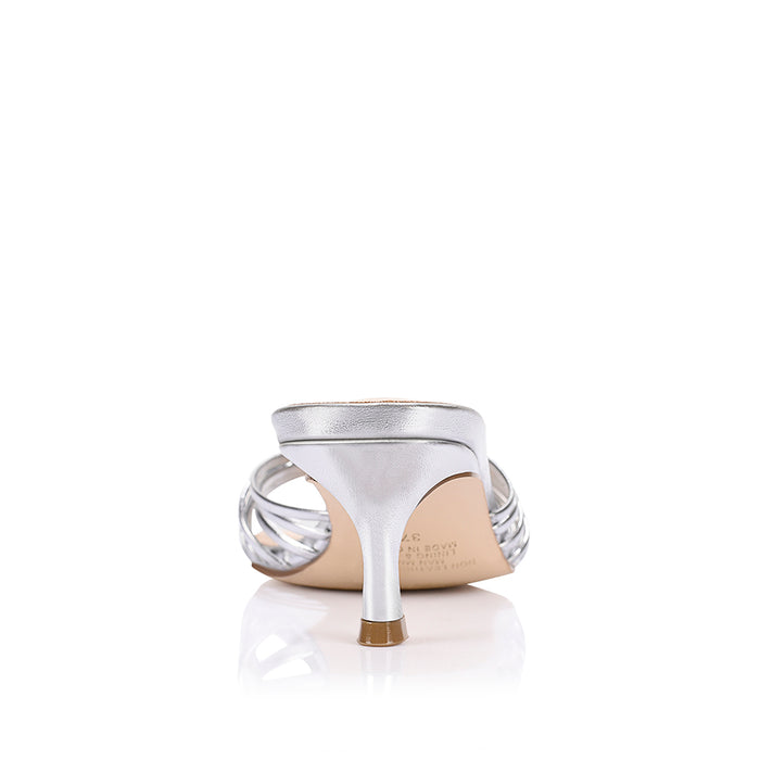 Bestie Kitten Heel Mules - Silver