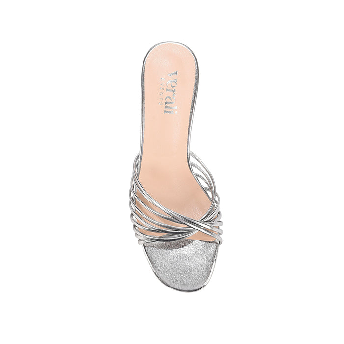 Bestie Kitten Heel Mules - Silver