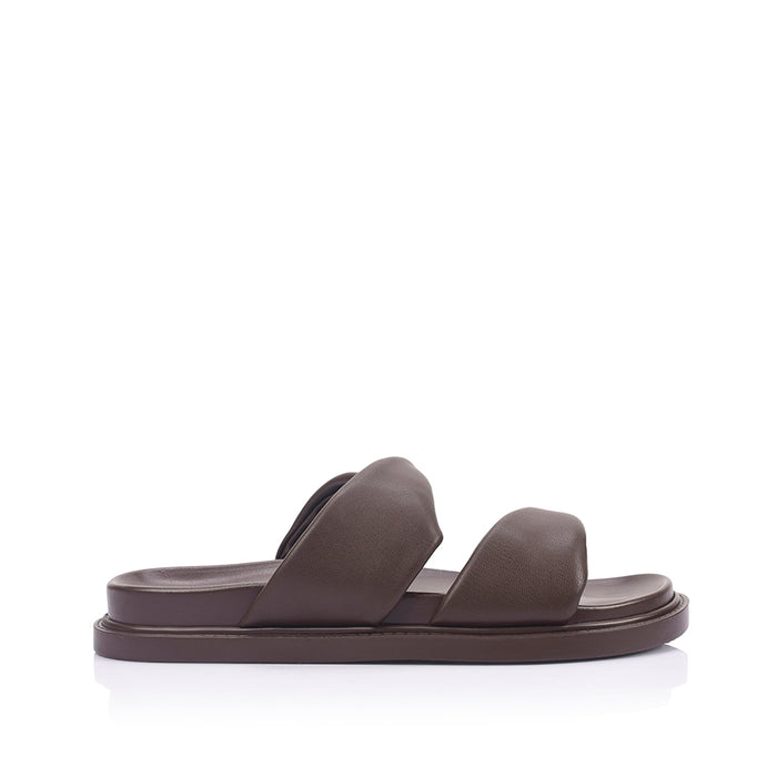 Bindy Footbed Slides - Chocolate Brown