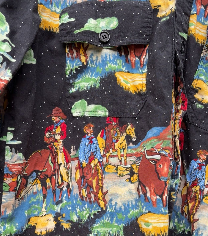 Black Cowboys And Cattle Drive Button Up Homemade