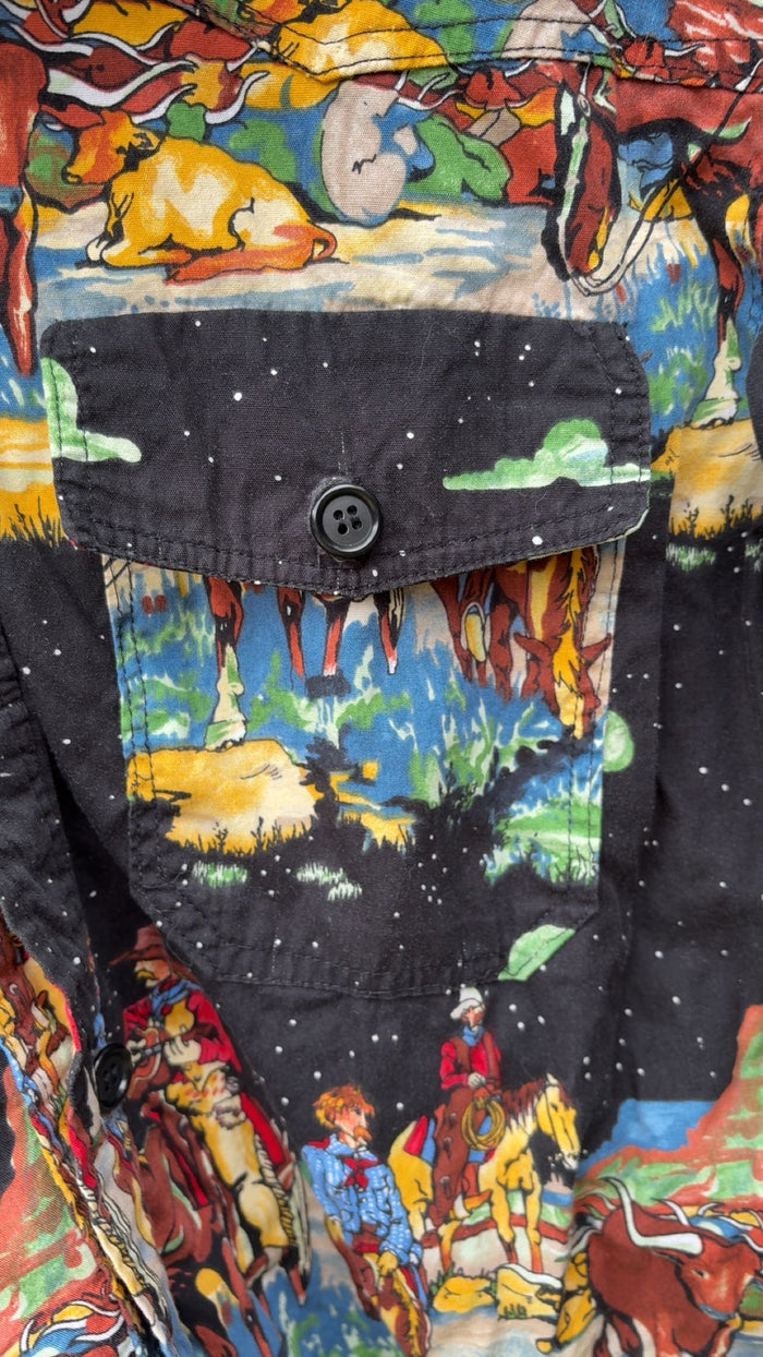 Black Cowboys And Cattle Drive Button Up Homemade