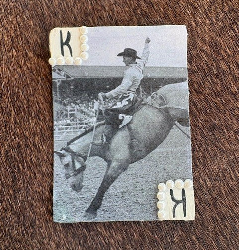 Black & White Saddle Bronc - Bedazzled Single Hat Card