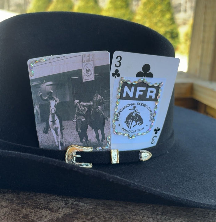 Black & White Steer Wrestling And Rodeo Logo Hat Card Set