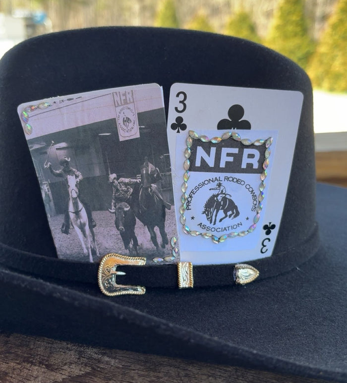 Black & White Steer Wrestling And Rodeo Logo Hat Card Set