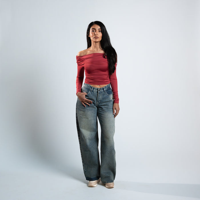 Blanks and Co Off Shoulder Draped Long Sleeve