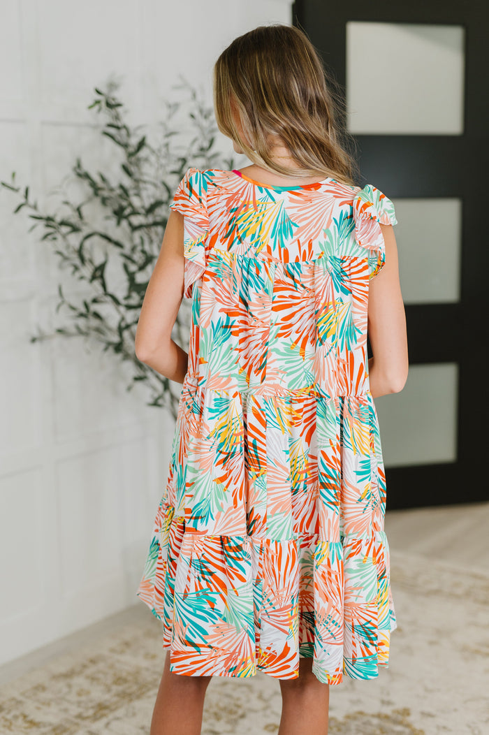 Bless Your Love Tiered Dress in Ivory, Orange and Mint Womens Ave Shops- Tilden Co.