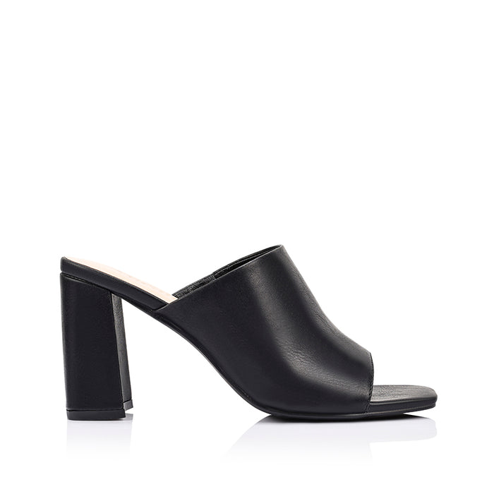 Creed Block Heel Mules - Black Distressed