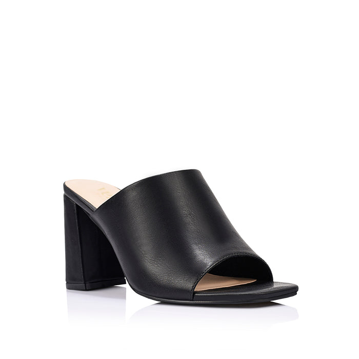Creed Block Heel Mules - Black Distressed