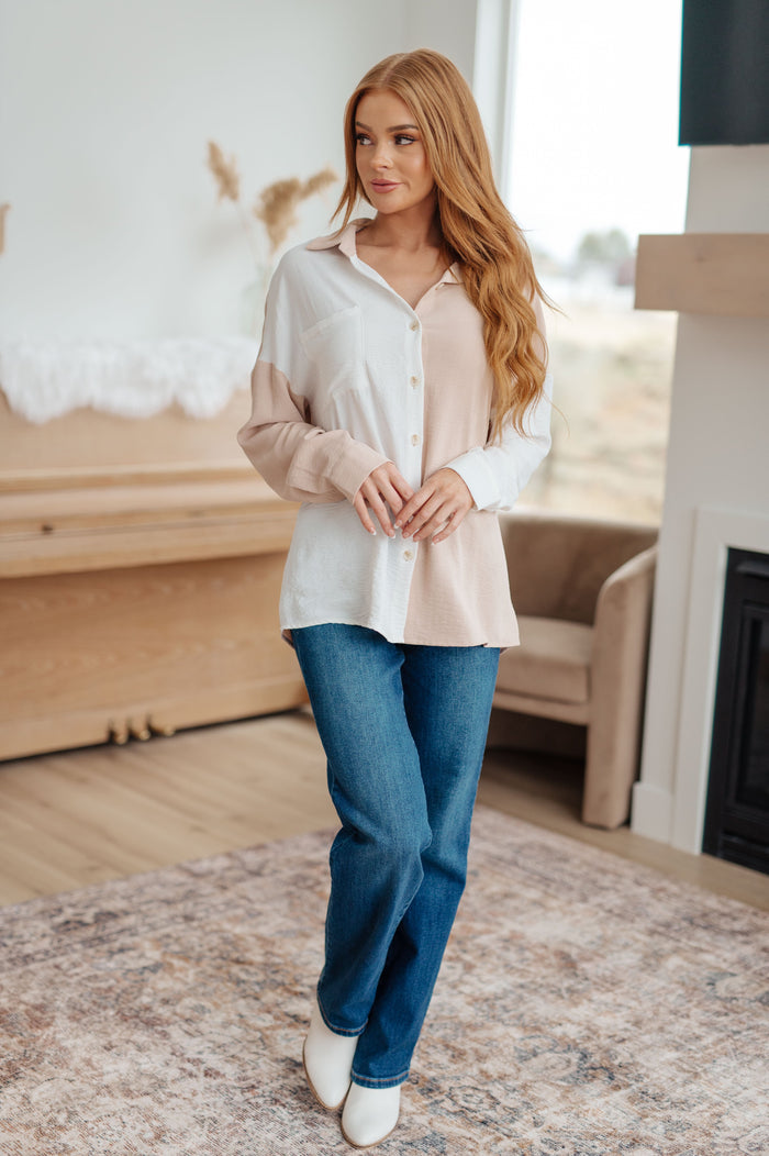 Block Party Button Down Blouse Ave Shops- Tilden Co.