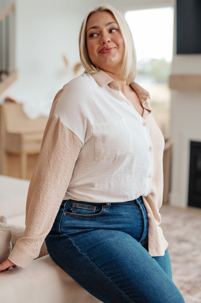 Block Party Button Down Blouse Ave Shops- Tilden Co.