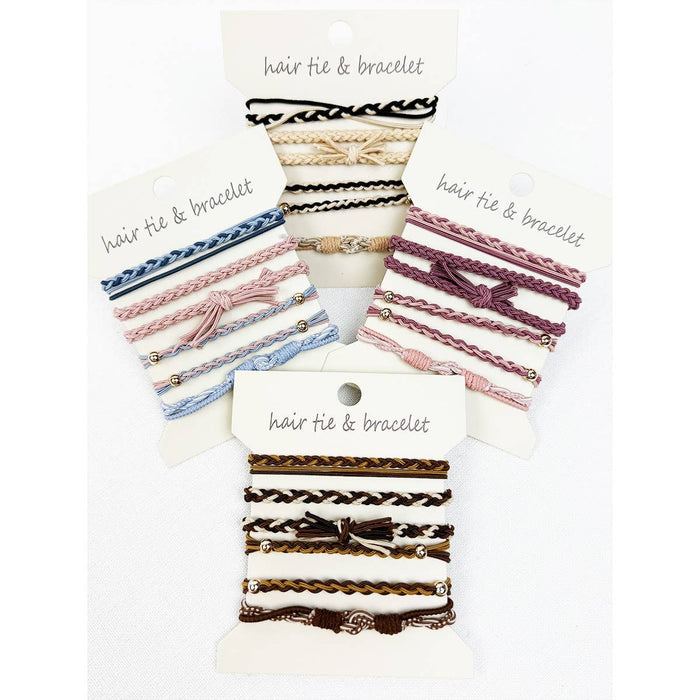 Boho Inspired Hair Tie Bracelets Black and Cream Black and Cream Love and Repeat- Tilden Co.
