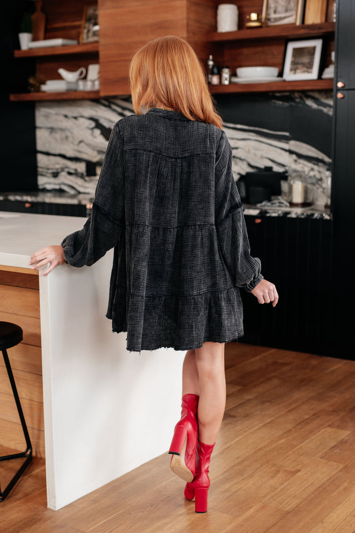 Borrowed Time Mineral Wash V-Neck Dress Knee Length Dress Ave Shops- Tilden Co.
