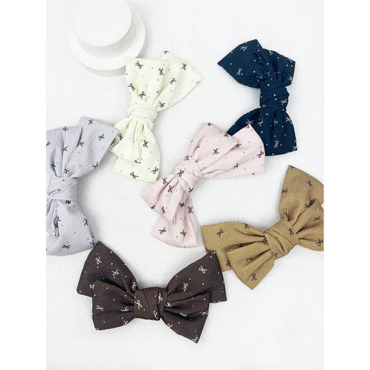 Bow Print Double Layered Bow Clips ONE(12) / MIX COLOR ONE(12) MIX COLOR Hair Accessory Love and Repeat- Tilden Co.