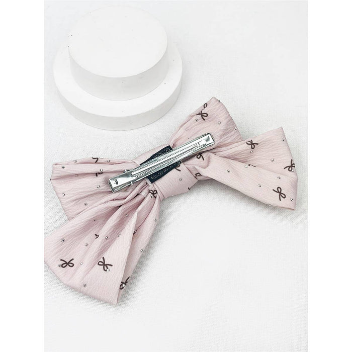 Bow Print Double Layered Bow Clips Hair Accessory Love and Repeat- Tilden Co.