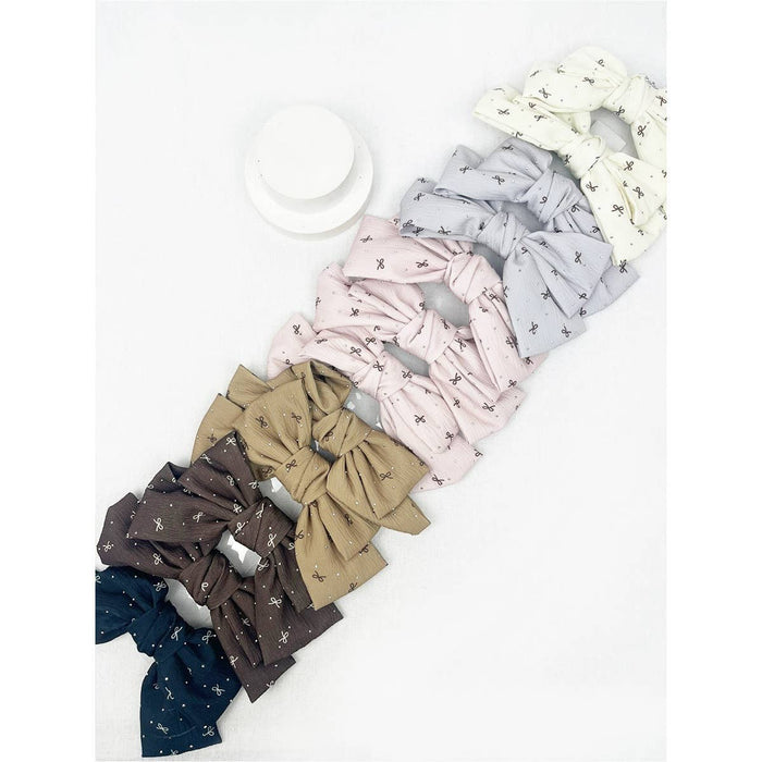 Bow Print Double Layered Bow Clips Hair Accessory Love and Repeat- Tilden Co.