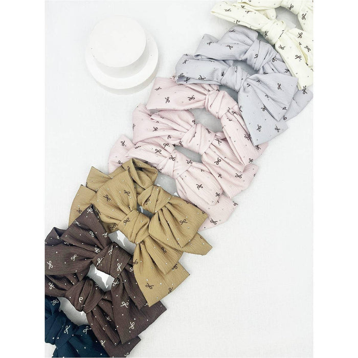 Bow Print Double Layered Bow Clips Hair Accessory Love and Repeat- Tilden Co.