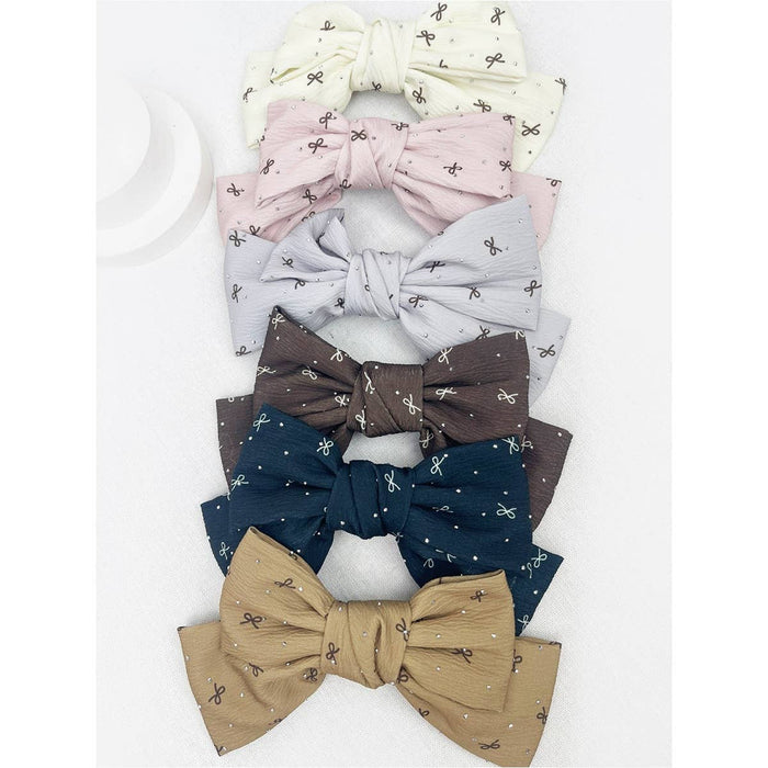 Bow Print Double Layered Bow Clips Hair Accessory Love and Repeat- Tilden Co.