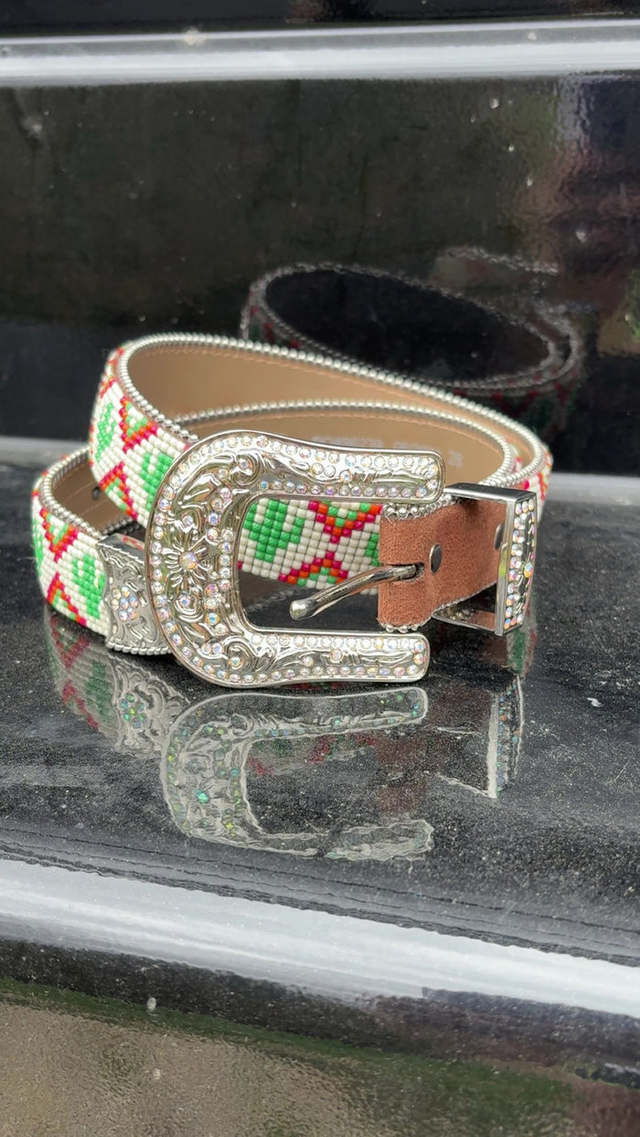 BRAND NEW Angel Ranch Beaded Cactus Kids Belt With Buckle