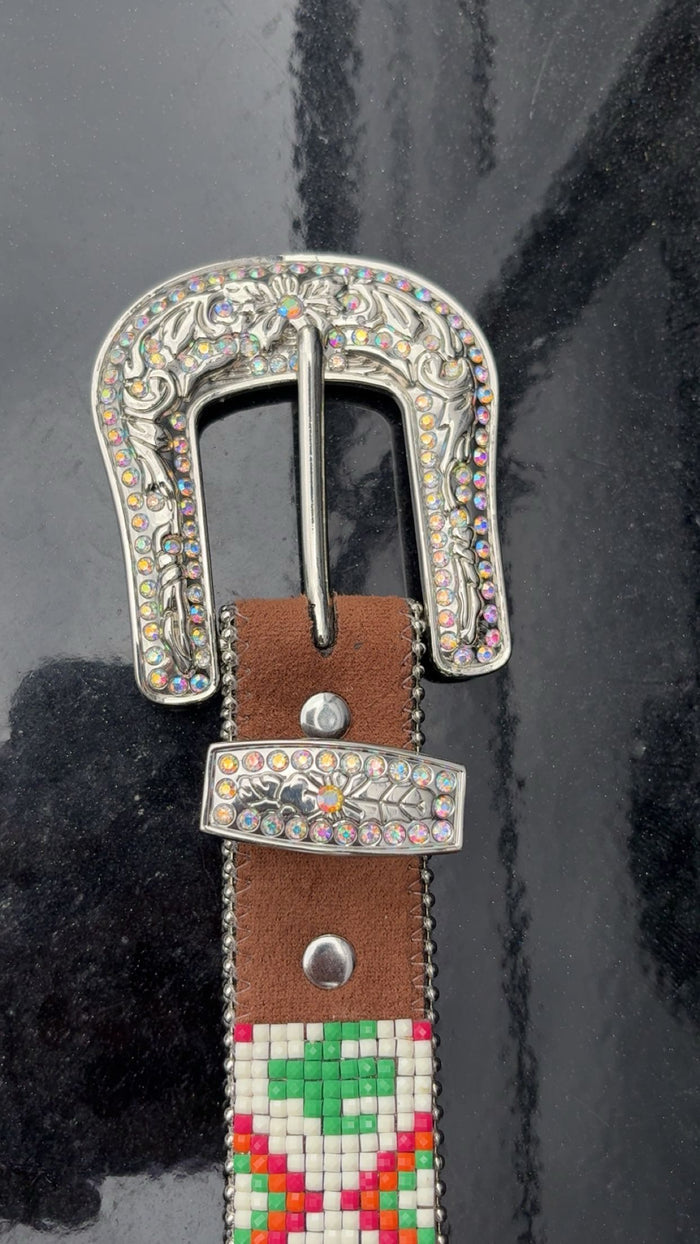 BRAND NEW Angel Ranch Beaded Cactus Kids Belt With Buckle