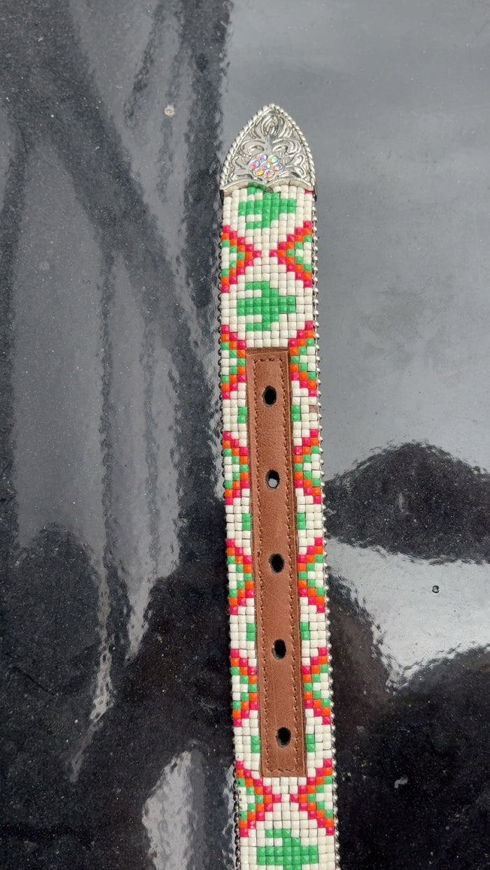 BRAND NEW Angel Ranch Beaded Cactus Kids Belt With Buckle
