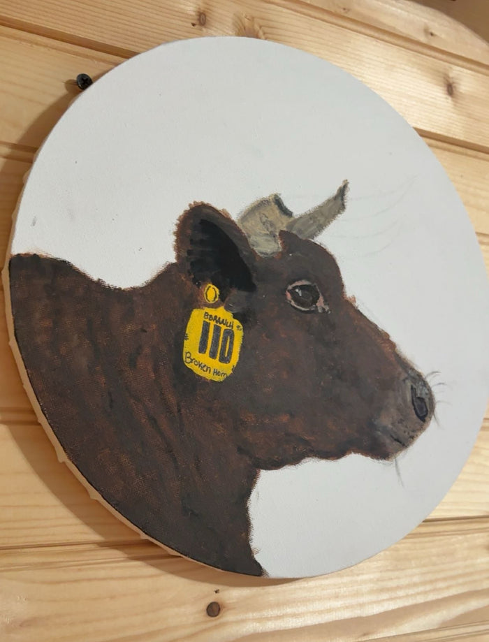 "Broken Horn" Hand Painted Bull Picture