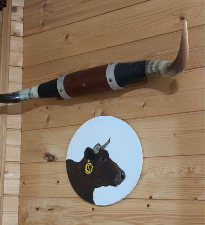 "Broken Horn" Hand Painted Bull Picture
