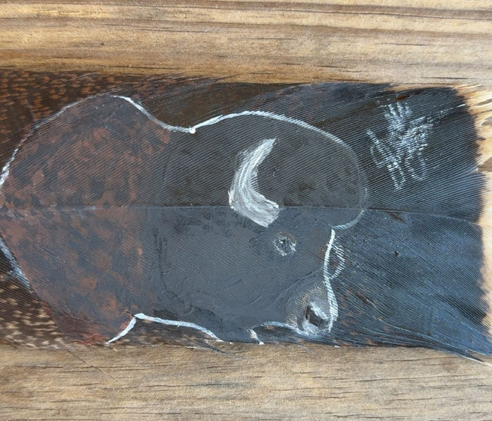 Buffalo Head Painted Turkey Feather
