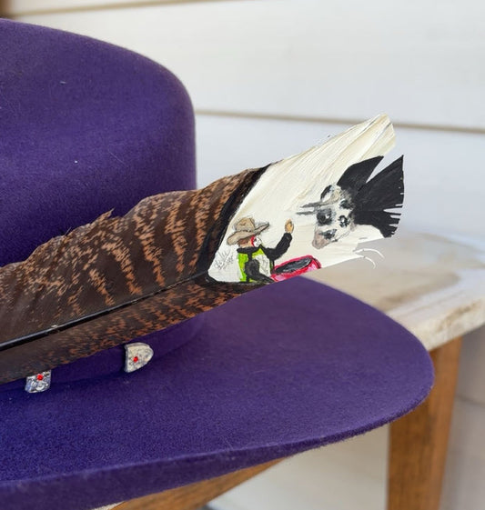 Bull Fighter Painted Turkey Feather