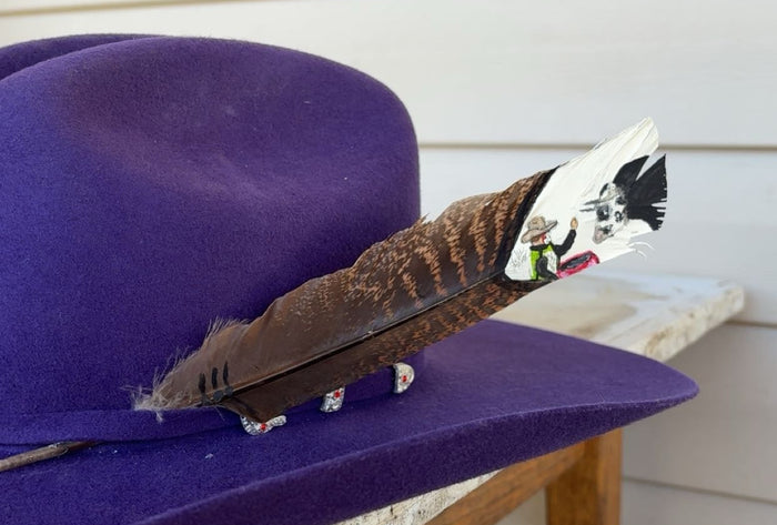 Bull Fighter Painted Turkey Feather