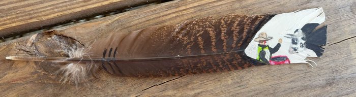 Bull Fighter Painted Turkey Feather