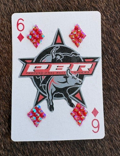 Bull Riding Logo - Single Hat Card - Bedazzled