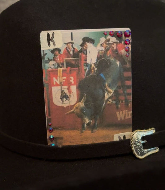 Bull Riding Vintage Painted Single Hat Card