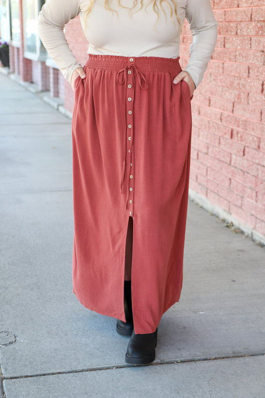 Button Front Slit Maxi in Autumn Glaze Maxi Skirt Mikarose- Tilden Co.