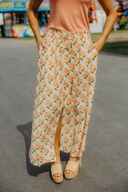 Button Front Slit Maxi in Wild Sprout Maxi Skirt Mikarose- Tilden Co.