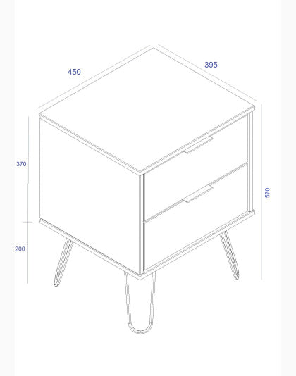 Cabus 2 drawer bedside cabinet