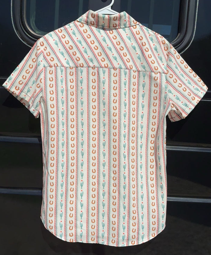 Cactus And Horse Shoe White Short Sleeve