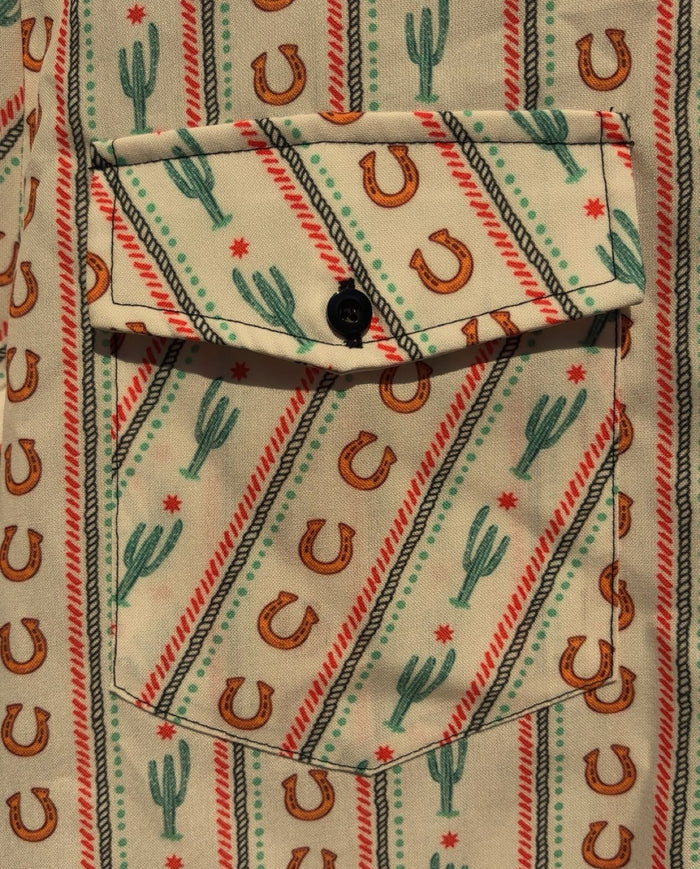 Cactus And Horse Shoe White Short Sleeve