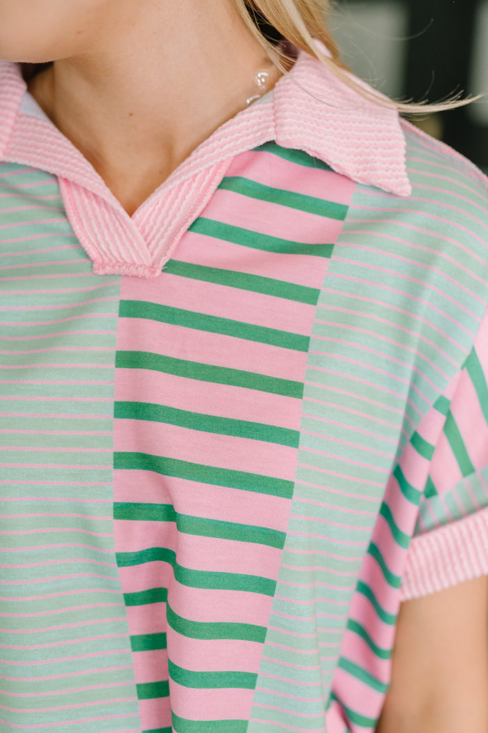 Can't Control It Collared Color Block Top Womens Ave Shops- Tilden Co.