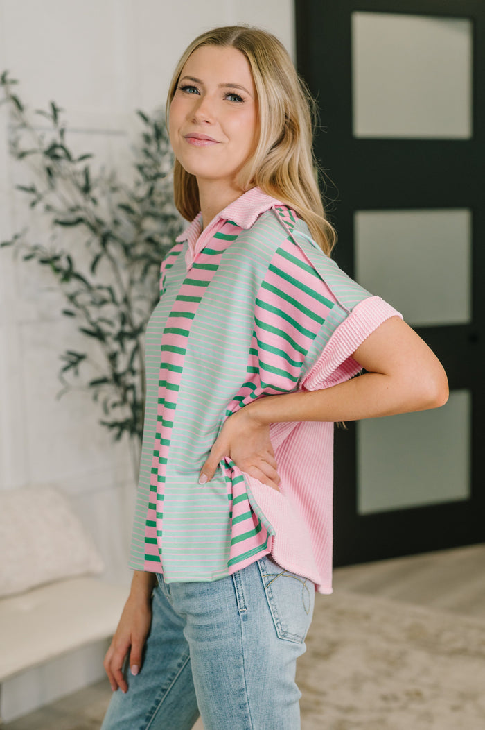 Can't Control It Collared Color Block Top Womens Ave Shops- Tilden Co.