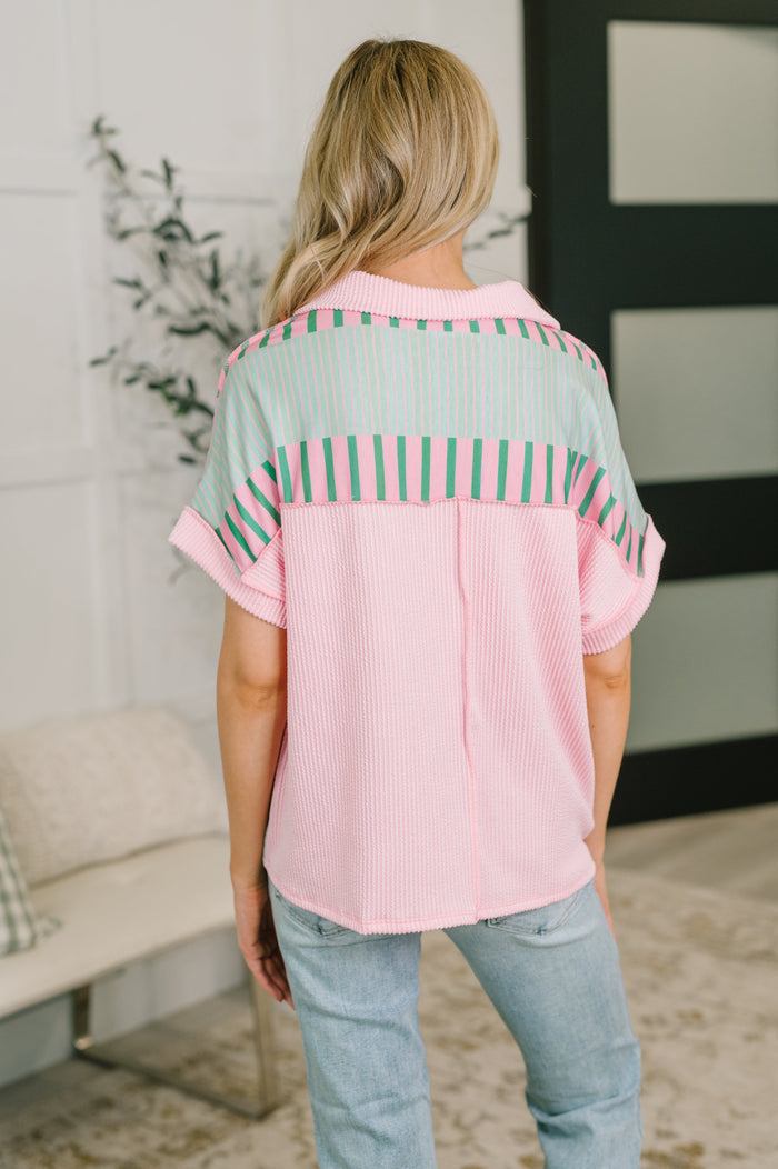 Can't Control It Collared Color Block Top Womens Ave Shops- Tilden Co.