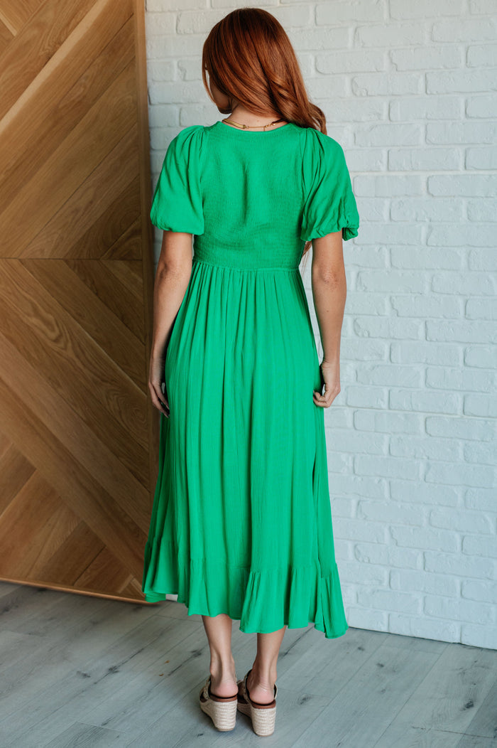 Catch a Cloud and Pin it Down Smocked Bodice Dress Midi Dress Ave Shops- Tilden Co.