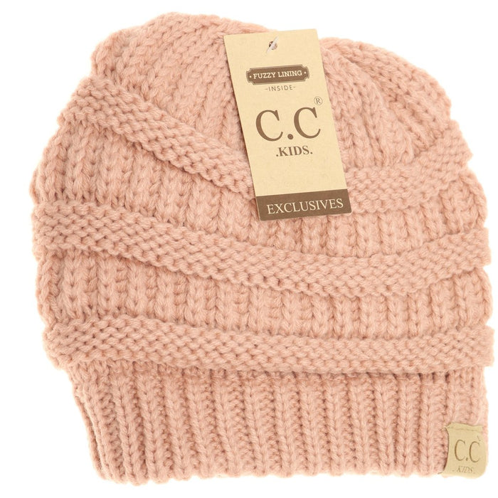 CC KIDS Solid Fuzzy Lined Beanie Indie Pink Indie Pink  Kids Beanie CC Brand Beanies- Tilden Co.