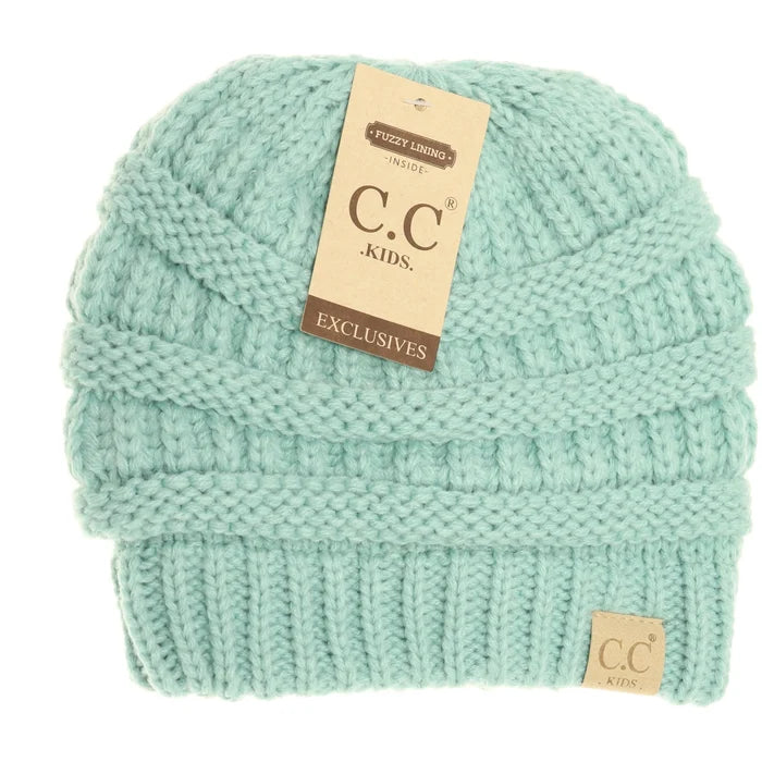 CC KIDS Solid Fuzzy Lined Beanie Mint Mint  Kids Beanie CC Brand Beanies- Tilden Co.