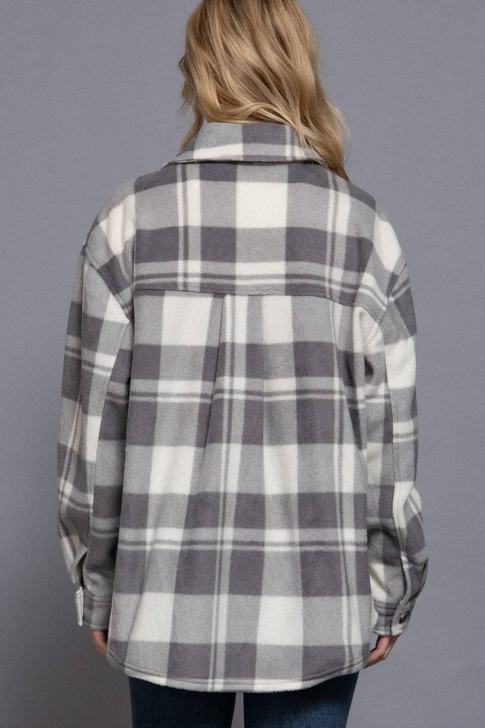 Checkered Fleece Shacket Shacket Active Basic | Active USA- Tilden Co.