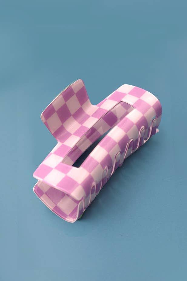 Checkered Resin Hair Claw Clip| 40H664 Lavender Lavender JOSSLYN by wall to wall- Tilden Co.
