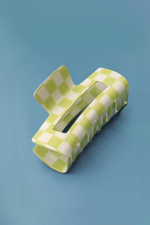 Checkered Resin Hair Claw Clip| 40H664 Mint Mint JOSSLYN by wall to wall- Tilden Co.