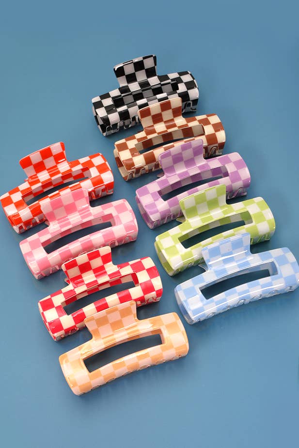 Checkered Resin Hair Claw Clip| 40H664 JOSSLYN by wall to wall- Tilden Co.